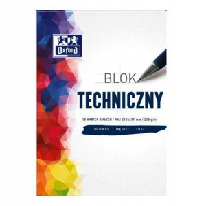 Blok techniczny Oxford A4 10k biały 250g