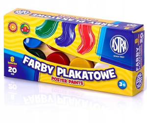 Farby plakatowe szkolne 8 kolorów 20 ml ASTRA