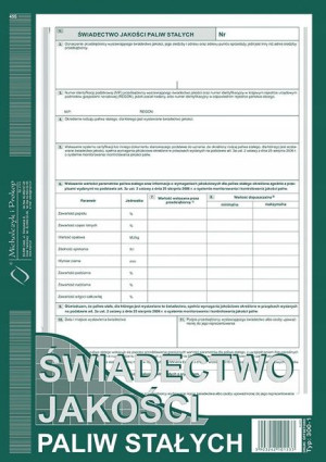 Świadectwo jakości paliw stałych 300-1 A4