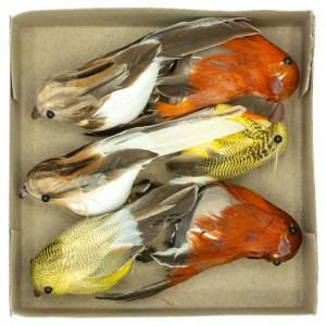 Dekoracja ptaszki 6 szt. z klipsem 9,5-12 cm
