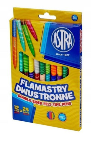 Pisaki Flamastry dwustronne 24 kolory ASTRA