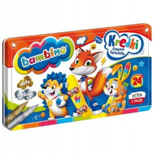 Kredki BAMBINO świecowe 24 kolory pudełko metal
