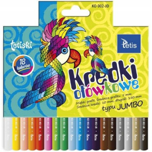 Kredki ołówkowe okrąłe JUMBO 18 kolorów Tetiski