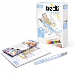 Zestaw akwarelowy kredki + bloczek PENTEL CB9-12