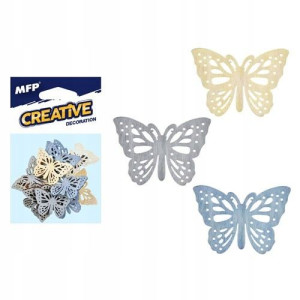 Dekoracja motyl naturalny 12szt.- 4 cm mix