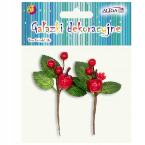 Dekoracja gałązki czerwone 3 wzory 2 szt. 10 cm