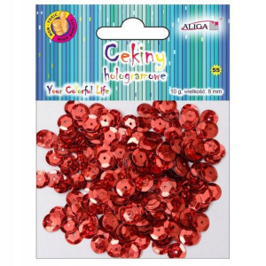 Cekiny 10g-8mm hologramowe czerwone
