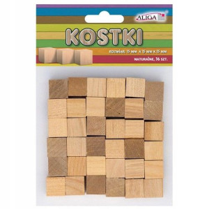 Kostki drewniane naturalne 15x15x15mm 36 szt.