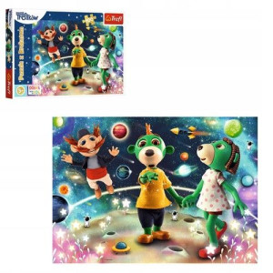 Puzzle 100 Glitter Trefliki wśród gwiazd