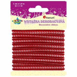 Tasiemka Wstążka dekoracyjna 1 cm x 1,5 m CZERWONA