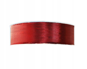 Tasiemka 38 mm Wstążka metaliczna drut czerwona
