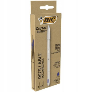 Długopis BIC CRISTAL niebieski metalowy + 2 wkłady