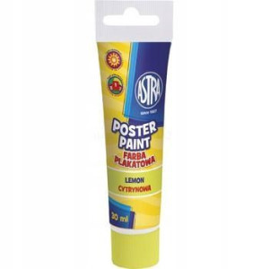 Farba plakatowa szkolna cytrynowa 30ml tubka ASTRA