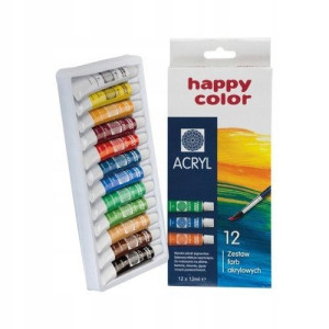 Farby akrylowe 12 kolorów 12 ml HappyColor