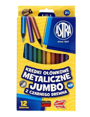 Kredki trójkątne Metaliczne Jumbo 12 Kolorów Astra