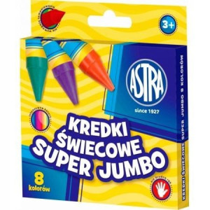 Kredki woskowe szkolne okrągłe SUPER JUMBO 8 kol.