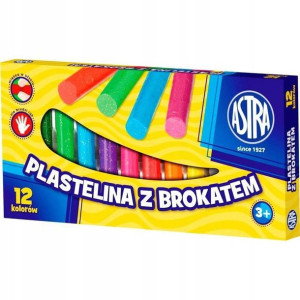 Plastelina szkolna brokatowa 12 kolorów ASTRA