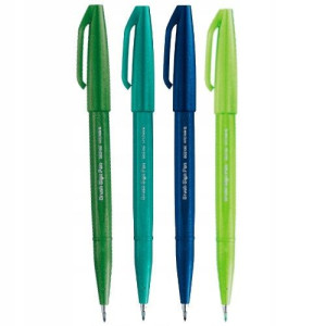 Pisaki do kaligrafii brush 4 szt. Pentel zielone