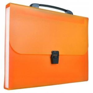 Teczka pomarańczowa A4 harmonijkowa PP z rączką