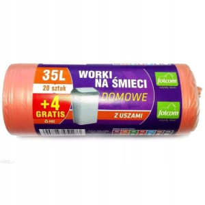 Worki na śmieci z uszami 35l 24 szt. pomarańcz