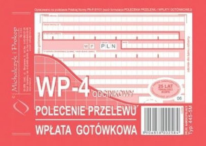 Polecenie przelewu, wpłata gotówkowa 4odc. A6