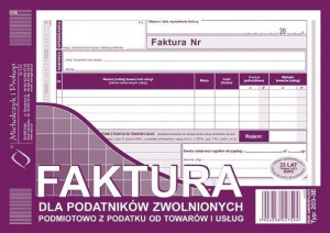 Faktura dla zwolnionych podmiotowo z podatku 2033E
