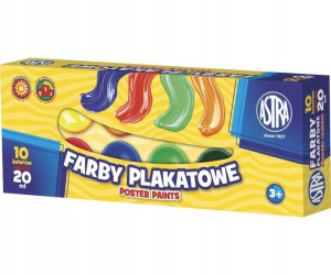 Farby plakatowe szkolne 10 kolorów 20 ml ASTRA