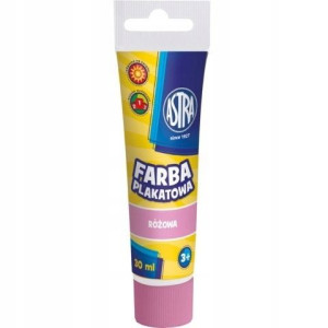 Farba plakatowa szkolna różowa 30ml tubka ASTRA
