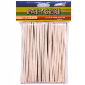 Patyczki drewniane bezbarwne 60 szt. 150x18x1,6mm