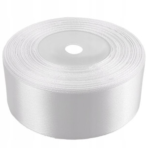 Tasiemka wstążka 38 mm satynowa biała 32mb