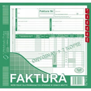 Faktura 2/3A4 (o+2k)-płatnik/odbiorca brutto 148-2
