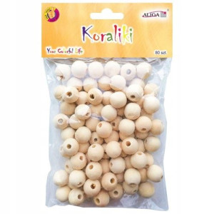 Koraliki drewniane naturalne 14mm 80 szt.