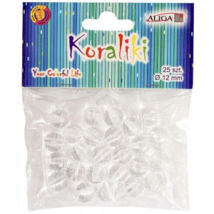Koraliki przezroczyste plastikowe 12 mm 25 szt.