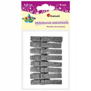 Spinacze brokatowe 4,8cm 8 szt. srebrne