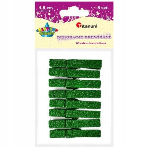 Spinacze brokatowe 4,8cm 8 szt. Zielone