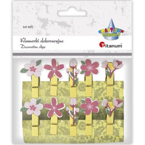Dekoracja spinacz drewniany KWIATY 10szt.