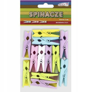 Dekoracja Spinacze drewniane pastelowe 35mm 25 szt