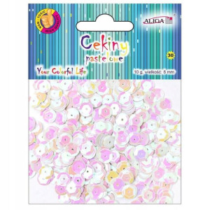 Cekiny hologramowe 8mm 10g białe