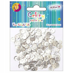 Cekiny pastelowe 8mm 10g srebrne