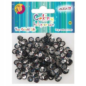 Cekiny 10g-8mm hologramowe czarne