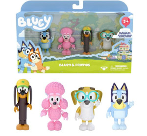 Bluey Blue Zestaw  figurki 4-pak pieski przyjaciele