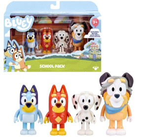 Bluey Blue Zestaw  figurki 4-pak pieski szkolna