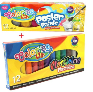 Colorino Farby Plakatowe 12 + Gratis plastelina