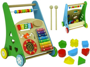 Pchacz Drewniany Dzieci Sorter Cymbałki Koraliki