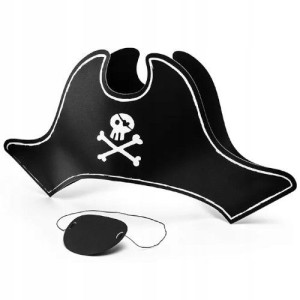 Czapka, kapelusz pirata z opaską na oko, 14cm