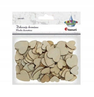Dekoracja ozdobne drewniane serca 120szt. mix
