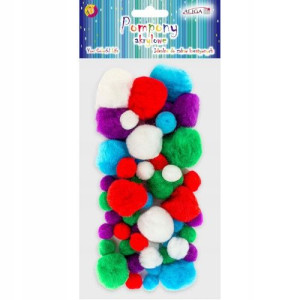 Pompony akrylowe kulki puchate mix 50 szt. basic