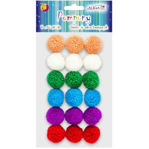Pompony dekoracyjne kulki mix kol basic 18szt. 3cm