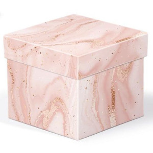Pudełko ozdobne prezent różowy marmur 10x10x9cm