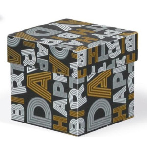 Pudełko na prezent C-A czarny napisy 8x8x8cm